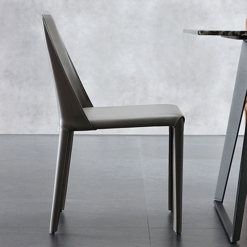 Contemporary Leather Dining Side Chairs Armless Solid Back Chair Clearhalo 'Dining Chairs' 'Dining Tables & Seating' 'dining_chair' 'furn' 'furn_dining_chair' 'Furniture' 'furniture_dining_chair' 'Kitchen & Dining Furniture' 1200x1200_e0f11b25-3f36-4b80-8515-a76f495937d4