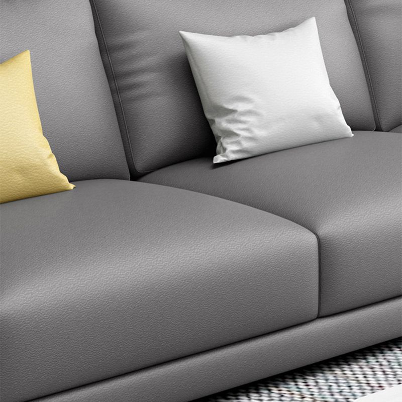 Contemporary Right Hand Facing Sectional Faux Leather Corner Sofa with Ottoman Clearhalo 'furn' 'furn_sectionals' 'Furniture' 'furniture_sectionals' 'Living Room Furniture' 'Sectionals' 1200x1200_e0f1398e-aaf1-40ef-ba87-c6ae0f358f84