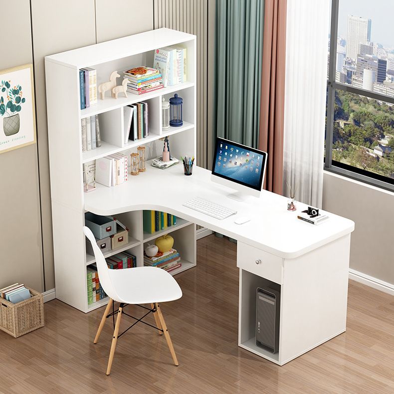 Contemporary Style Computer Desk Bedroom Writing Desk with Bookshelf Clearhalo 'furn' 'furn_office_desk' 'Furniture' 'furniture_office_desk' 'Office Desks' 'Office Furniture' 'office_desk' 1200x1200_e0f1437c-5d52-4867-ba15-38dd7bd3b560