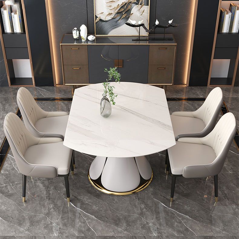 Glam Leather Dinette Set 1/2/5/7 Pieces Scalable Dining Table Set with Sintered Stone Top Clearhalo 'Dining Room Sets' 'Dining Tables & Seating' 'dining_room_set' 'furn' 'furn_dining_room_set' 'Furniture' 'furniture_dining_room_set' 'Kitchen & Dining Furniture' 1200x1200_e0f14b8c-5ef8-4f67-af00-889c8c1f3bbc