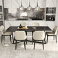 Stone Top Dining Table Contemporary Dining Table with Metal Base in Black