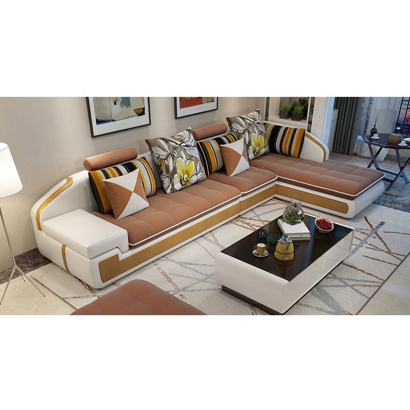 129.1"L X 70.8"W X 32.2"H Fabric Sectional Pillow Top Arm Sofa for Living Room Clearhalo 'Furniture' 'furniture_sectionals' 'kitchen' 'kitchen_sectionals' 'Living Room Furniture' 'Sectionals' 1200x1200_e0f2206a-f7fe-4f0c-8100-6e8502ca34c3