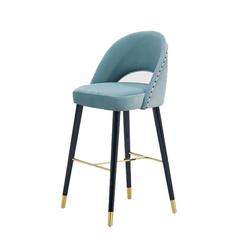 Sgabelli da bar in velluto con gambe in legno di quercia finitura opaca industriale sgabelli interni