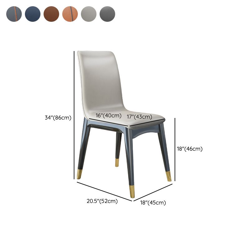 Glam -stijl lederen Parsons rug houten benen eetkamerstoel