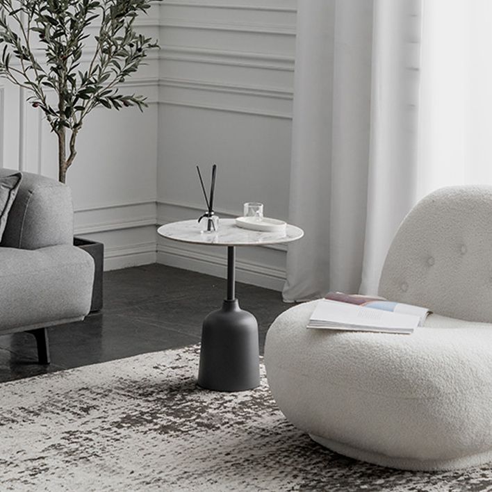 Modernistic Pedestal End Table Slate/Wood Top Round Corner Table Clearhalo 'Coffee & Accent Tables' 'End & Side Tables' 'end_side_tables' 'furn' 'furn_end_side_tables' 'Furniture' 'Living Room Furniture' 1200x1200_e0f4b349-6c8e-4d4a-8864-e2e709353659