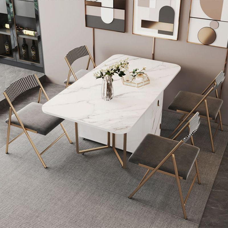 Modern Foldable Dining Room Set Standard Height with Gold Base Dining Furniture Clearhalo 'Dining Room Sets' 'Dining Tables & Seating' 'dining_room_set' 'furn' 'furn_dining_room_set' 'Furniture' 'furniture_dining_room_set' 'Kitchen & Dining Furniture' 'kitchen&dining_furn' 'kitchen' 1200x1200_e0f4df81-17a9-42b5-90a1-420740db0de8