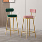Glam Fabric Bar Stools Low Back Round Seat Barstool with 4 Gold Iron Legs Clearhalo 'Bar Furniture' 'Bar Stools' 'bar_stools' 'furn' 'furn_bar_stools' 'Furniture' 'Kitchen & Dining Furniture' 1200x1200_e0f5144c-996e-4213-b87b-16ceface45a0