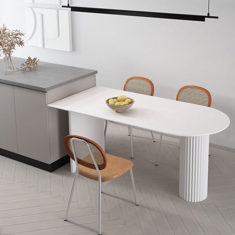 Irregular Shape White Table for Restaurant Modern Island Table with Double Pedestal Clearhalo 'Dining Tables & Seating' 'Dining Tables' 'dining_table' 'furn' 'furn_dining_table' 'Furniture' 'furniture_dining_table' 'Kitchen & Dining Furniture' 'kitchen' 'kitchen_dining_table' 1200x1200_e0f6a23f-7b30-45c1-b17c-cacf98526023