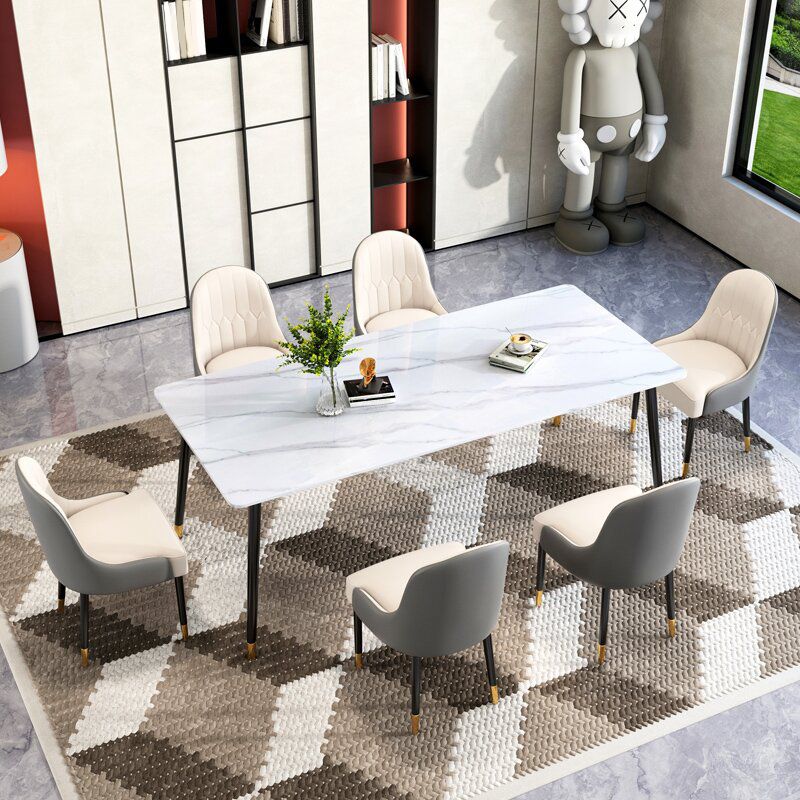 Sintered Stone Dining Table Traditional Luxury White Table with 4 Legs Clearhalo 'Dining Tables & Seating' 'Dining Tables' 'dining_table' 'furn' 'furn_dining_table' 'Furniture' 'furniture_dining_table' 'Kitchen & Dining Furniture' 'kitchen' 'kitchen_dining_table' 1200x1200_e0f7618a-da99-450c-96dc-55119d379c02