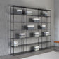 Contemporary Metal Book Shelf Black Etagere Shelf Bookcase for Study Room 9.8" W