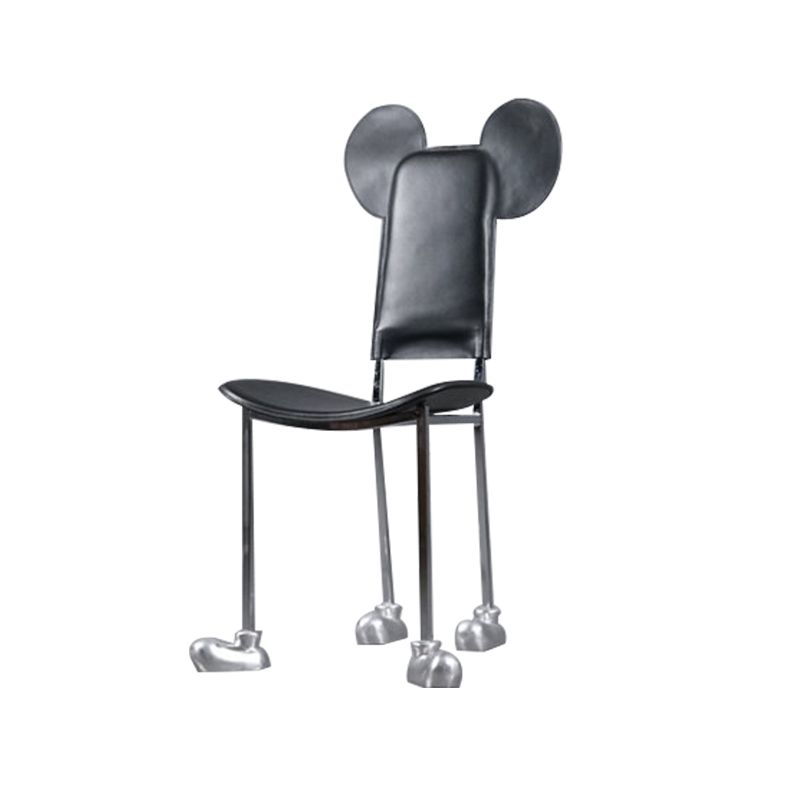 Moderne eetkamerstoel Leer Open achterkant stoel met roestvrijstalen basis