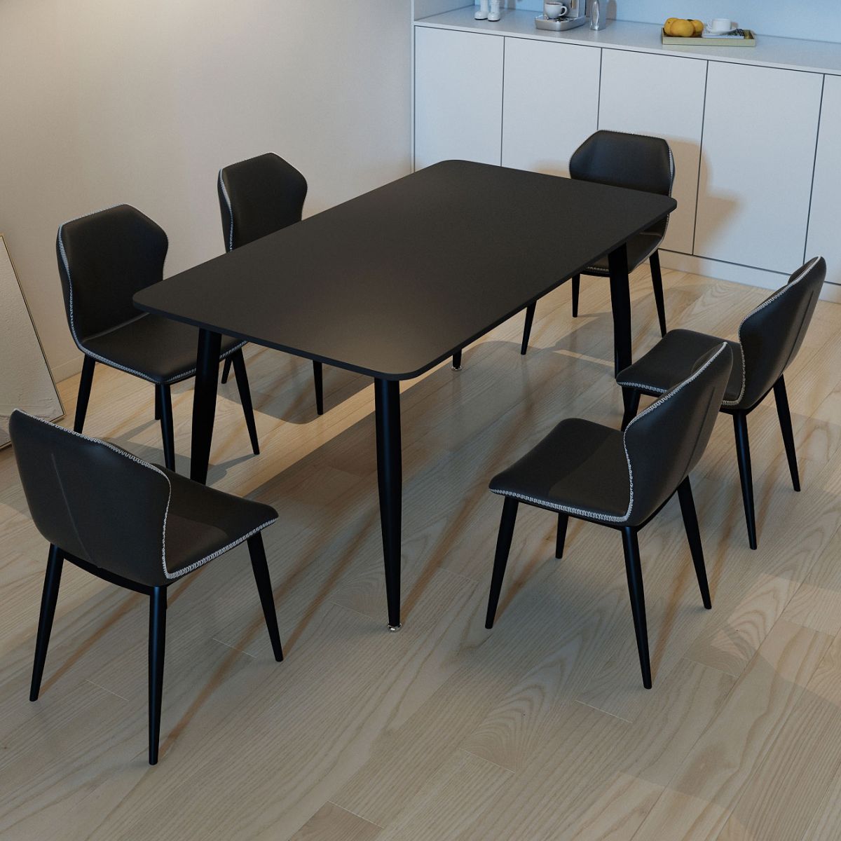 4 Legs Dinner Room Kitchen Table Rectangle Dining Room Table Clearhalo 'Dining Tables & Seating' 'Dining Tables' 'dining_table' 'furn' 'furn_dining_table' 'Furniture' 'Kitchen & Dining Furniture' 1200x1200_e0fc9dd2-b189-42a7-bc67-990a63f95776