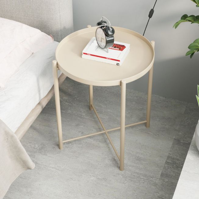 Noordse ronde lade Top Night Table 20 "Tall Metal metalen vierveter nachtkastje