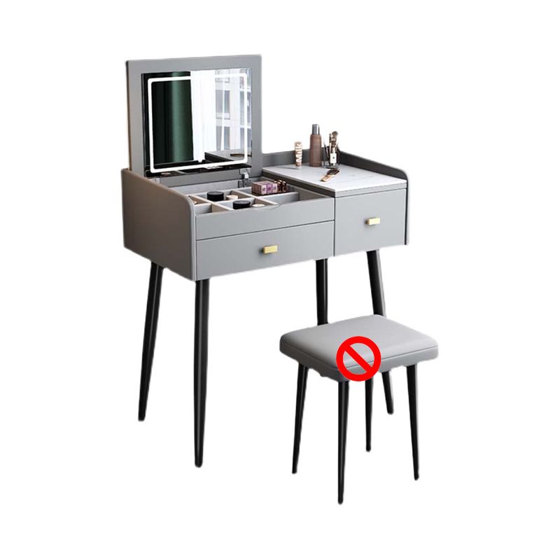 Flip Vanity in marmo singolo con sgabello imbottito Specchio a specchio da vanità