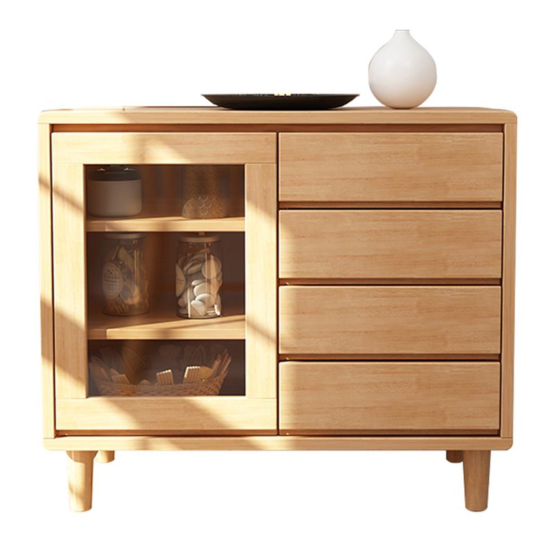 Gabinete aparador de comedor de madera de goma 35.5 "L credenza moderno con cajones y almacenamiento