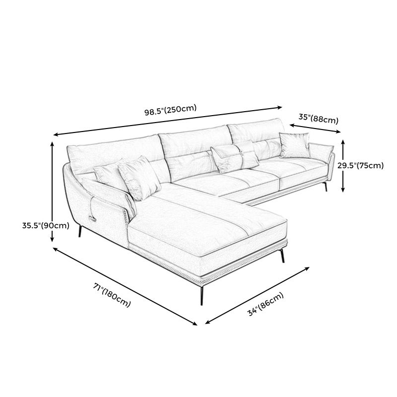 Blue and Orange Pillow Top Arm Sectional Sofa 35.43"H Slipcovered Cushion Back Sofa Clearhalo 'furn' 'furn_sectionals' 'Furniture' 'furniture_sectionals' 'Living Room Furniture' 'Sectionals' 1200x1200_e10349dd-a39e-44ea-b6b2-68c8f4c308d2