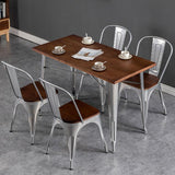 Industrial Style Solid Wood Dining Set with Metal 4 Legs Fixed Table Dinette Set for Restaurant Clearhalo 'Dining Room Sets' 'Dining Tables & Seating' 'dining_room_set' 'furn' 'furn_dining_room_set' 'Furniture' 'furniture_dining_room_set' 'Kitchen & Dining Furniture' 'kitchen&dining_furn' 'kitchen' 1200x1200_e1036253-4847-4149-8b09-7026a73f854d