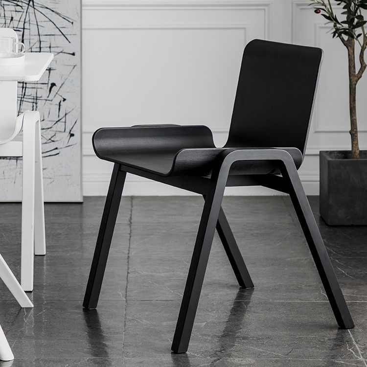 Contemporary Dining Plastic Chairs Armless Chair with Wood Legs for Home