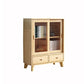 31.5'"l Natural Wooden Cabinet, Rectangle Glass Paned Accent Cabinet