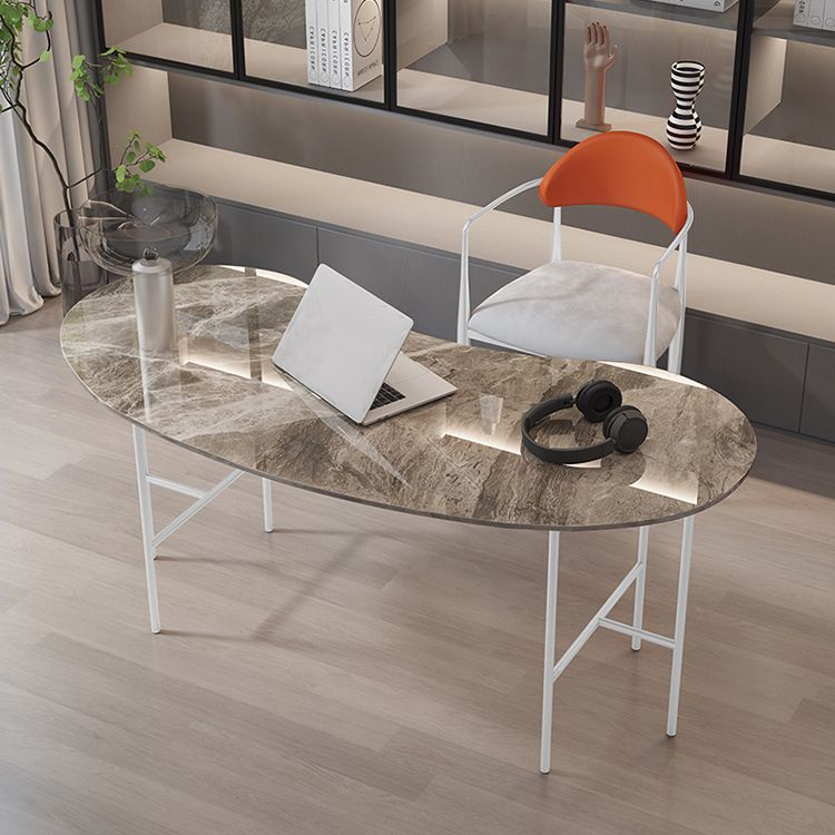 Glam Stone Writing Desk 29.53 "großer Büroschreibtisch mit Eisenbeinen