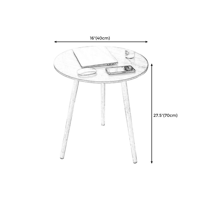 Farmhouse Round Wood Table Top Side Table with Three Wooden Legs