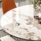 Modern Round Extendable Dining Table Wood Legs for Living Room