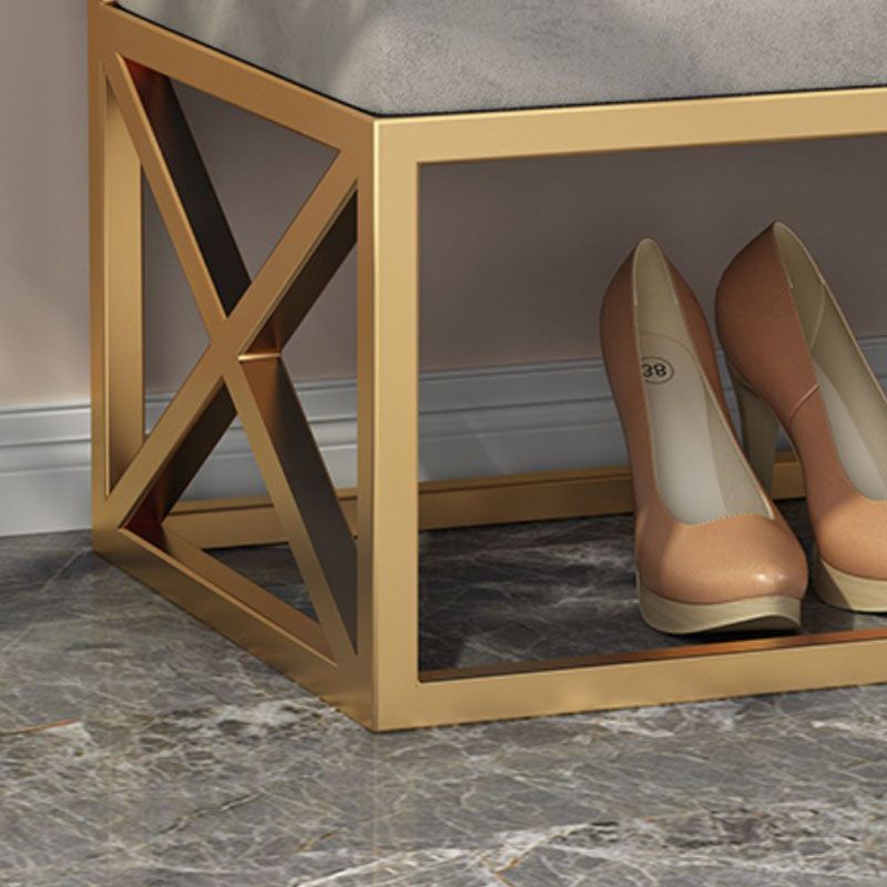 Panchina di ingresso moderna panca in metallo imbottito con deposito per scarpe, 14 "W