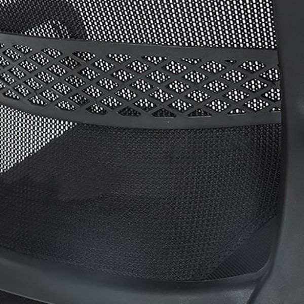 Zwarte moderne bureaustoel geen wielen vaste armen gestoffeerd geen pijnlijke bureaustoel