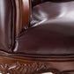 Traditional Brown Genuine Leather Chaise Rolled Arms Tufted Accent Chair
