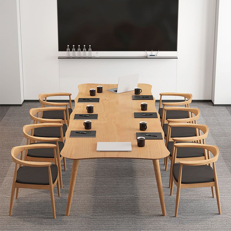 Bureau de bureau en bois de style contemporain Bureau de tâche de forme irrégulière avec 4 jambes