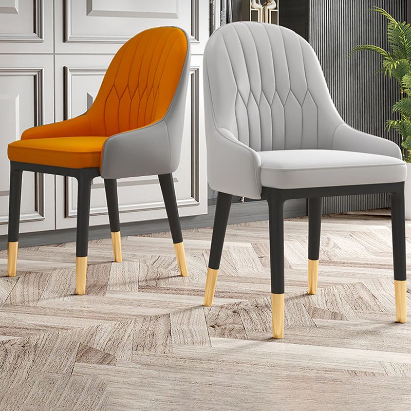 Glam Faux Leather Dining Chairs Metal Arm Dining Room Chairs for Restaurant Use Clearhalo 'Dining Chairs' 'Dining Tables & Seating' 'dining_chair' 'furn' 'furn_dining_chair' 'Furniture' 'Kitchen & Dining Furniture' 1200x1200_e10e497d-039a-4357-84bd-2a9cbfb20e11