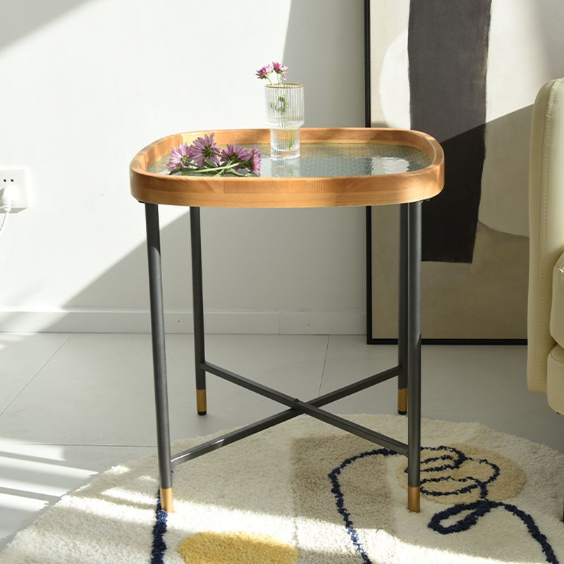 Modern Square Corner Table Cross Legs Side End Table for Living Room