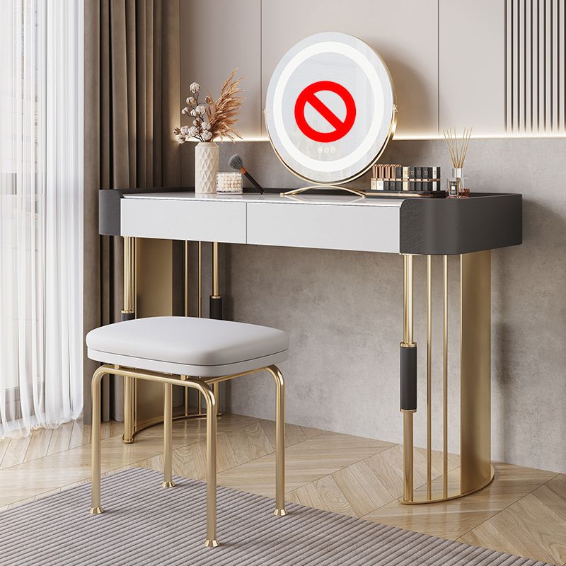 Mesa de tocador de 2 piezas con tocador de maquillaje de piedra acolchada