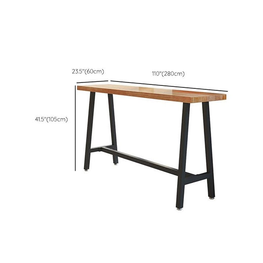 長方形ソリッドウッドバーの高さテーブル現代の架台ベースバーダイニングテーブル