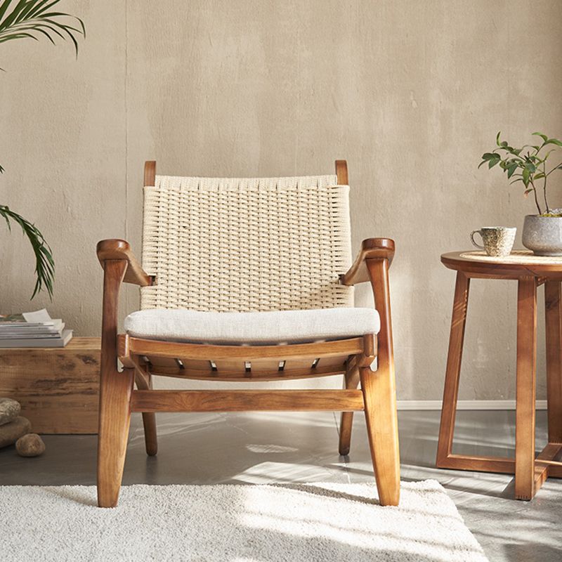 Los brazos incluyen la madera cuadrada de los brazos cuadrados de la silla de acento de la parte posterior tejida, 30.70 "W