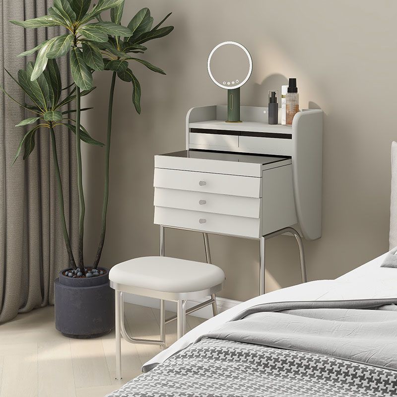 Zeitgenössischer Waschtisch Schminktisch Glass Top Eitelkeit Make -up -Tisch Set