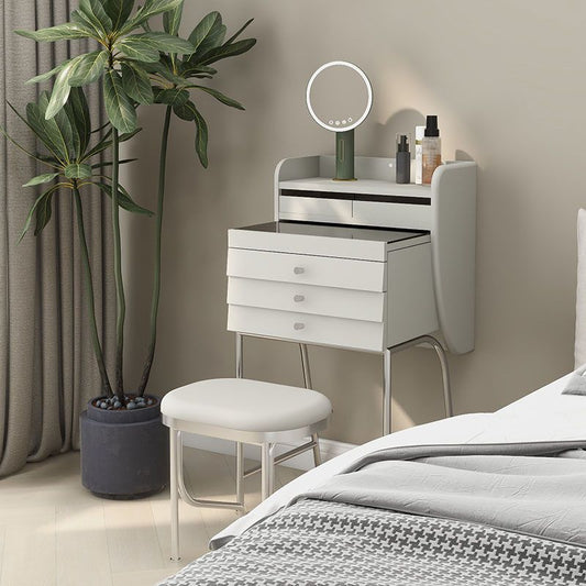 Zeitgenössischer Waschtisch Schminktisch Glass Top Eitelkeit Make -up -Tisch Set