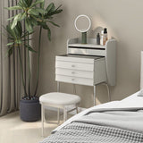 Zeitgenössischer Waschtisch Schminktisch Glass Top Eitelkeit Make -up -Tisch Set