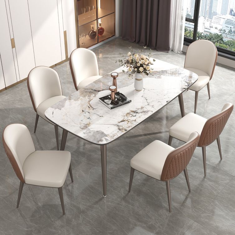 Luxury Style Home Sintered Stone Dining Table 4 Legs Base Rectangle Table Clearhalo ' dining_table' 'Dining Tables & Seating' 'Dining Tables' 'furn' 'furn_dining_table' 'Furniture' 'furniture_dining_table' 'Kitchen & Dining Furniture' 'kitchen&dining_furn' 'kitchen' 'kitchen_dining_table' 1200x1200_e1113baf-0e06-41f6-9ec9-fbce3af1a0d8