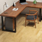 Industrial Solid Wooden Writing Desk L-Shape Office Desk for Office