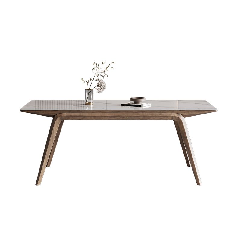White Mid-Century Dining Table Stone Top Table with Wooden Frame Clearhalo 'Dining Tables & Seating' 'Dining Tables' 'dining_table' 'furn' 'furn_dining_table' 'Furniture' 'Kitchen & Dining Furniture' 1200x1200_e112849c-99aa-48c2-91e6-1ed78a12b9b1