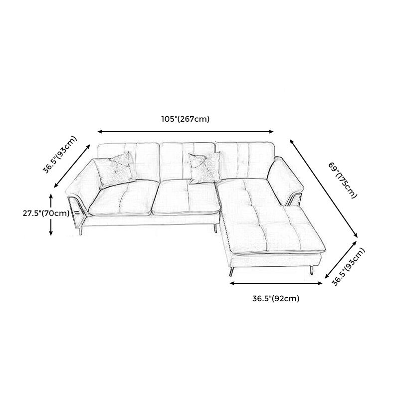 Contemporary Genuine Leather Cushions Sofa 36.61"High Pillow Top Arm Sofa,White Clearhalo 'furn' 'furn_sectionals' 'Furniture' 'furniture_sectionals' 'kitchen' 'kitchen_sectionals' 'Living Room Furniture' 'Sectionals' 1200x1200_e112c970-dbdc-4c9f-9071-cffeb06b78a1