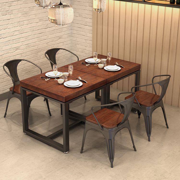 Industrial Style Solid Wood Dining Table Trestle Base Dining Site Table for Dining Room Clearhalo ' dining_table' 'Dining Tables & Seating' 'Dining Tables' 'furn' 'furn_dining_table' 'Furniture' 'furniture_dining_table' 'Kitchen & Dining Furniture' 'kitchen&dining_furn' 'kitchen' 'kitchen_dining_table' 1200x1200_e113e592-684a-4112-ba20-1263c5d33656