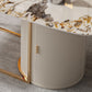 Glam Rectangle Table Sintered Stone Table with Metal Legs for Home Use