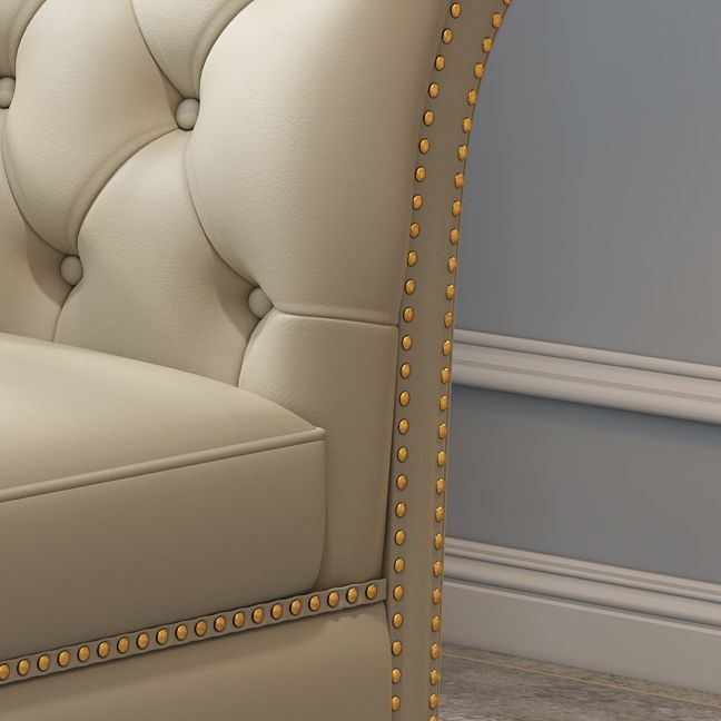 Sillón de cuero genuino con brazos enrollados para dormitorio y sala de estar