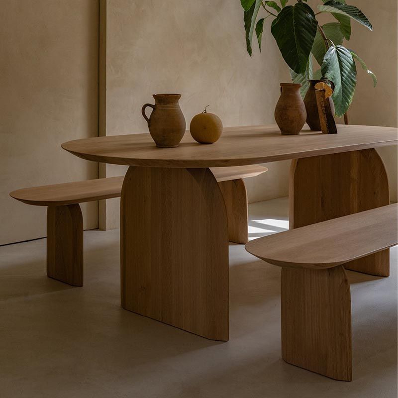 Modern Solid Wood Top Oval Dinette Table Wood Base Dining Table Clearhalo 'Dining Tables & Seating' 'Dining Tables' 'dining_table' 'furn' 'furn_dining_table' 'Furniture' 'furniture_dining_table' 'Kitchen & Dining Furniture' 'kitchen' 'kitchen_dining_table' 1200x1200_e117939b-0f97-464a-8e6a-8aaed676a65f