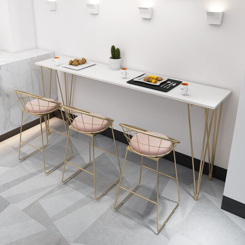 Tavolo da pub rettangolo bianco finto tavolo da cocktail in altezza della barra in marmo con base metallica