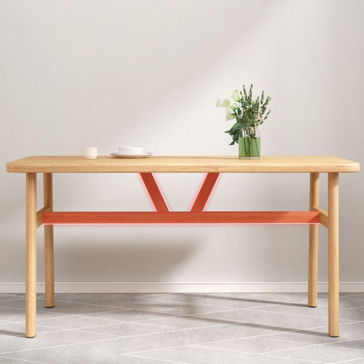 Contemporary Rectangular Wooden Dining Table with Stainless Steel Trestle Clearhalo 'Dining Tables & Seating' 'Dining Tables' 'dining_table' 'furn' 'furn_dining_table' 'Furniture' 'Kitchen & Dining Furniture' 1200x1200_e11bf328-91b7-443e-95b8-8d24fdcdd1ae