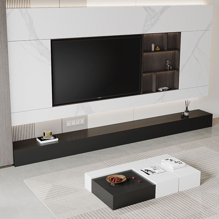 Contemporary TV Stand Console Black Stone Media Console with Drawers Clearhalo 'furn' 'furn_tv_stands_entertainment_centers' 'Furniture' 'Living Room Furniture' 'TV Stands & Entertainment Centers' 'TV Stands & Media Storage Furniture' 'tv_stands_entertainment_centers' 1200x1200_e11c2f20-ff0e-4346-9580-d7f2a2d16922