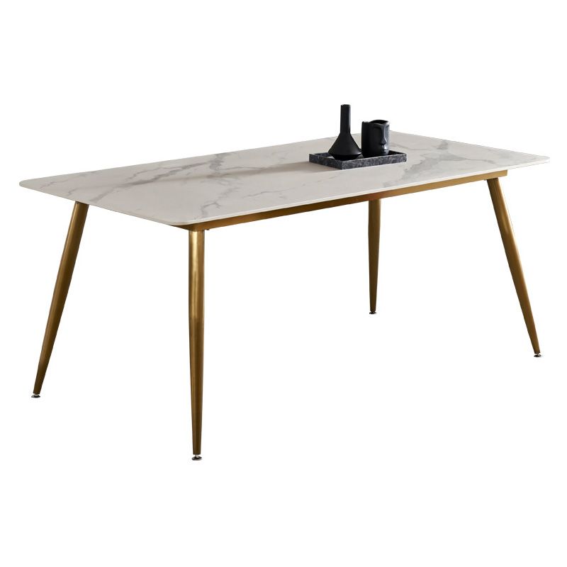 Traditional Luxury Rectangle Dining Table White Sintered Stone Table with 4 Gold Legs Clearhalo ' dining_table' 'Dining Tables & Seating' 'Dining Tables' 'furn' 'furn_dining_table' 'Furniture' 'furniture_dining_table' 'Kitchen & Dining Furniture' 'kitchen&dining_furn' 'kitchen' 'kitchen_dining_table' 1200x1200_e11e90f8-4b06-491b-999f-9f136eee2fd2